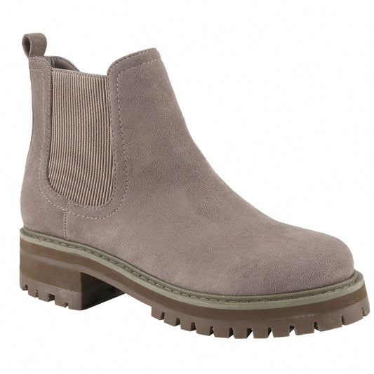 Women's Slip On Ankle Boot, Western Almond Round Toe Low Heel Elastic Bootie