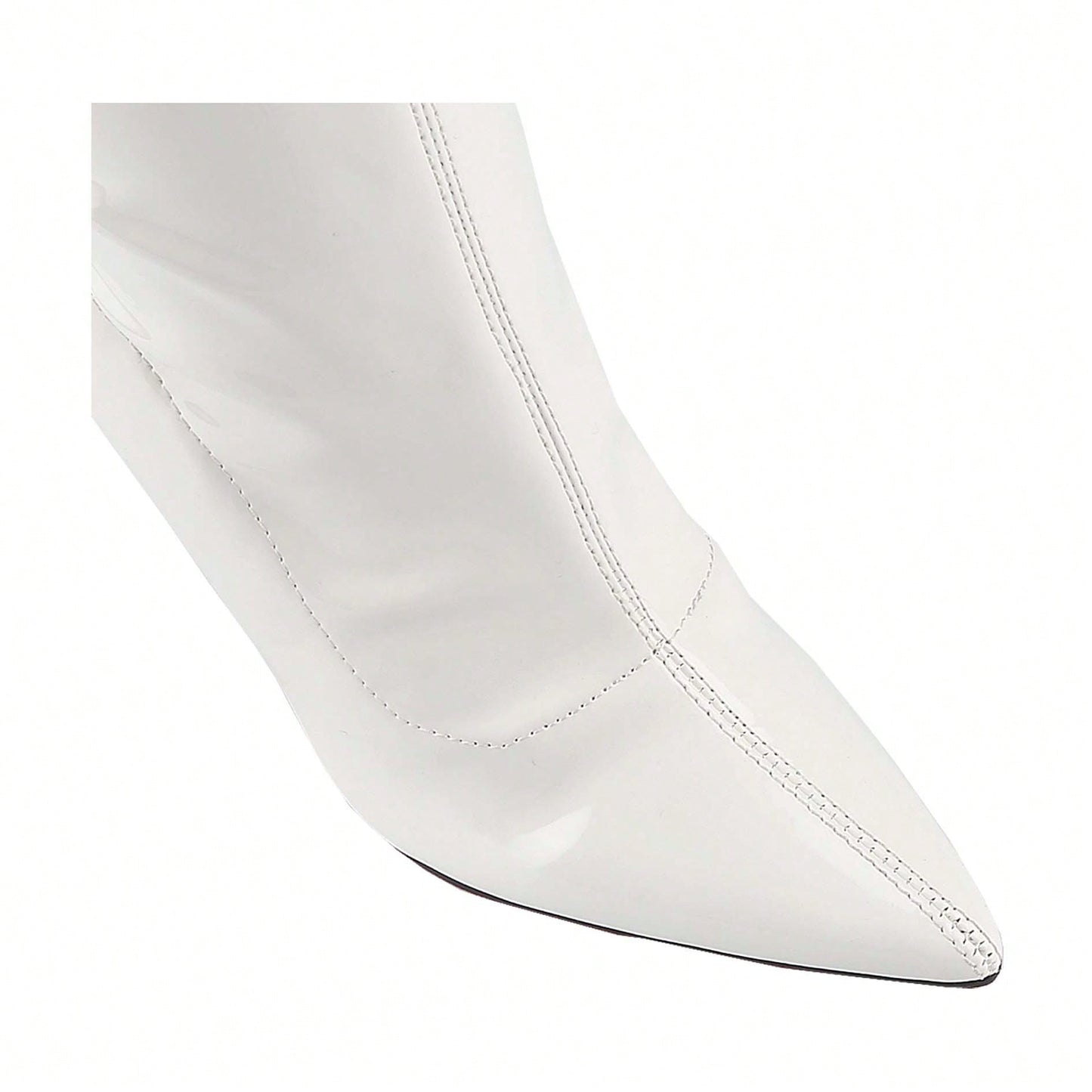 Women's Patent Leather PU Mid-Calf Boots Pointy Toe Side Zippe Fashion Comfy Sexy Kitten Heel Under The Knee Boots