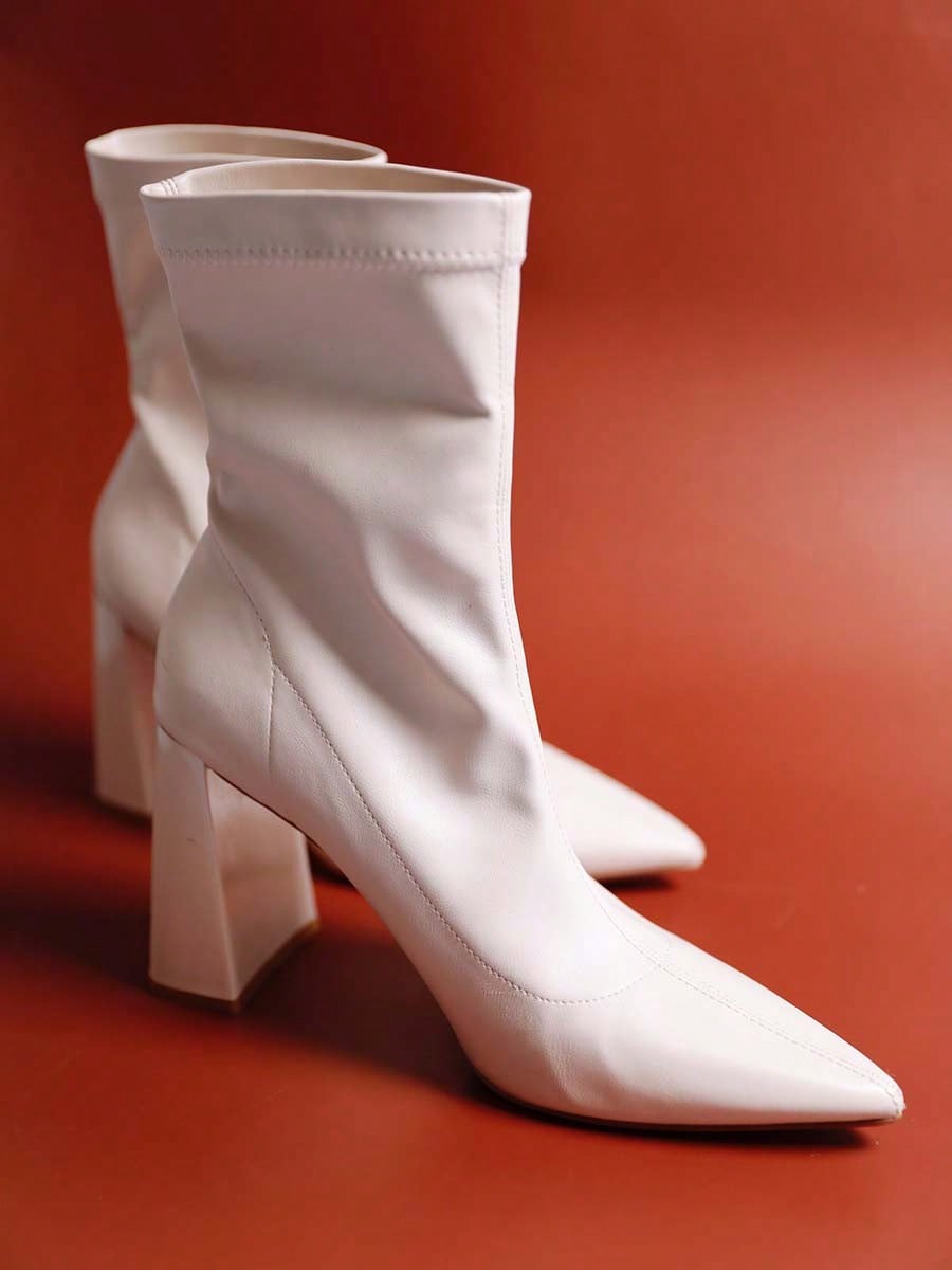 Women's Pointed Toe Chunky Heel Boots Ankle Booties