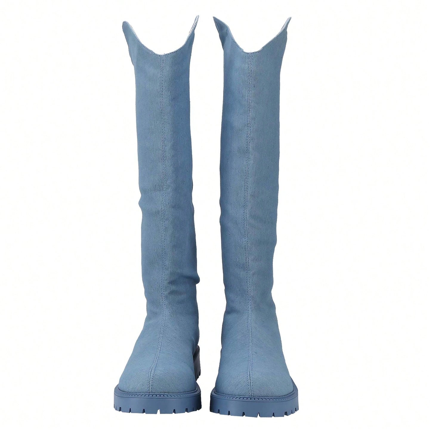 Women's Platform Knee High Cowboy Boots Embroidered Western Chunky Heel With Pull-Up Tabs Round Toe Boot Shoes