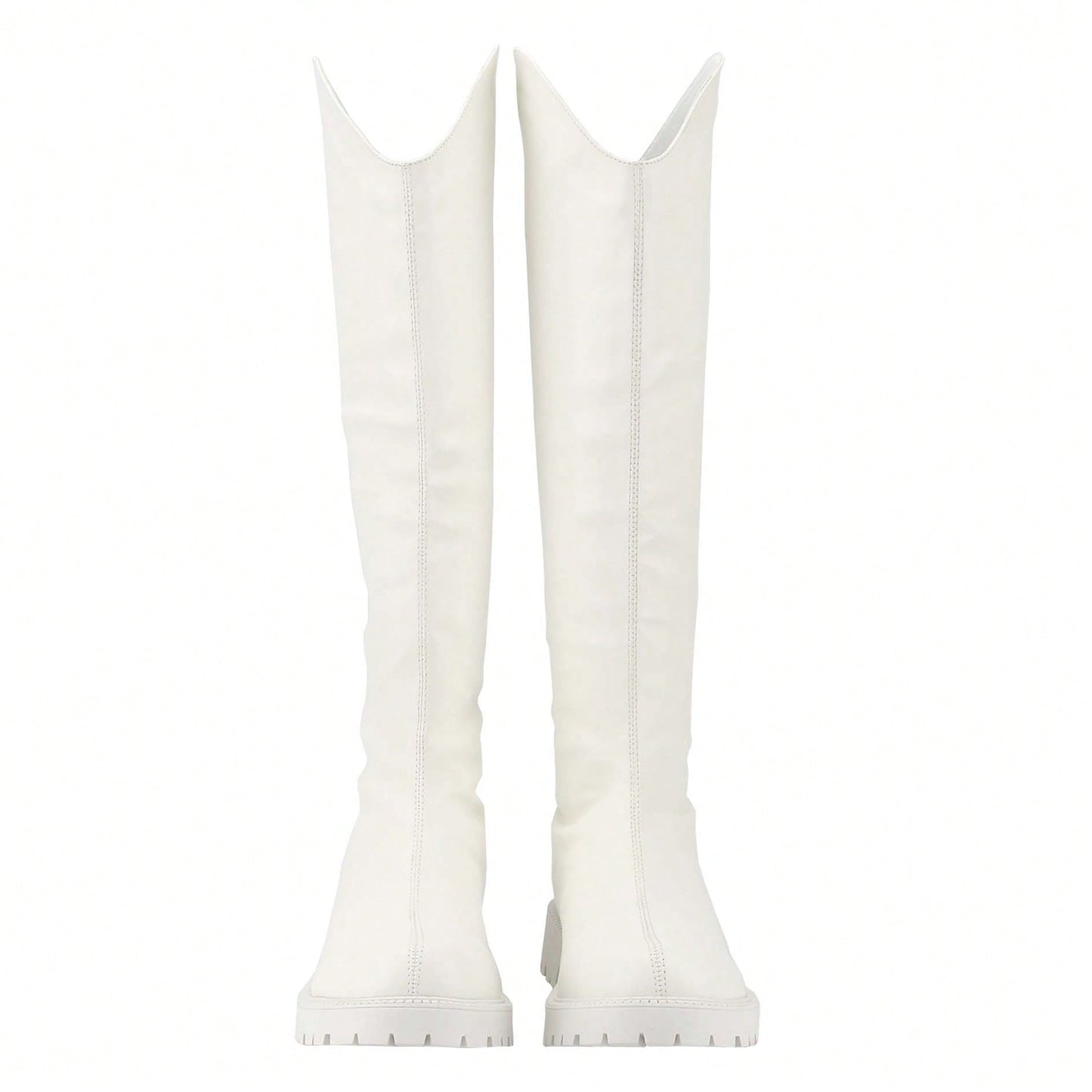 Women's Platform Knee High Cowboy Boots Embroidered Western Chunky Heel With Pull-Up Tabs Round Toe Boot Shoes