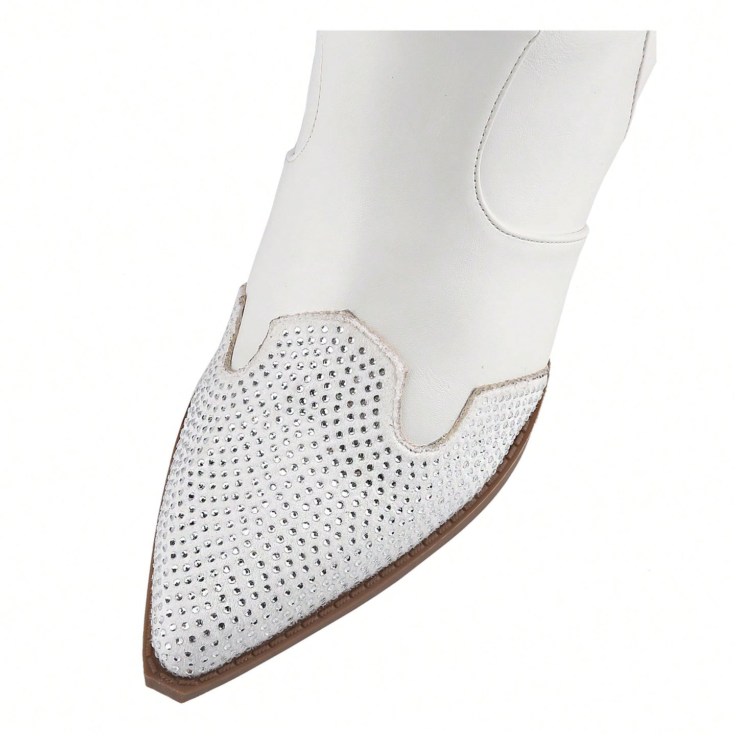 Women's Rhinestone Cowboy Boots Western Cowgirl Boots Chunky Heel Pointed Toe Pull-On Over The Knee High Boots