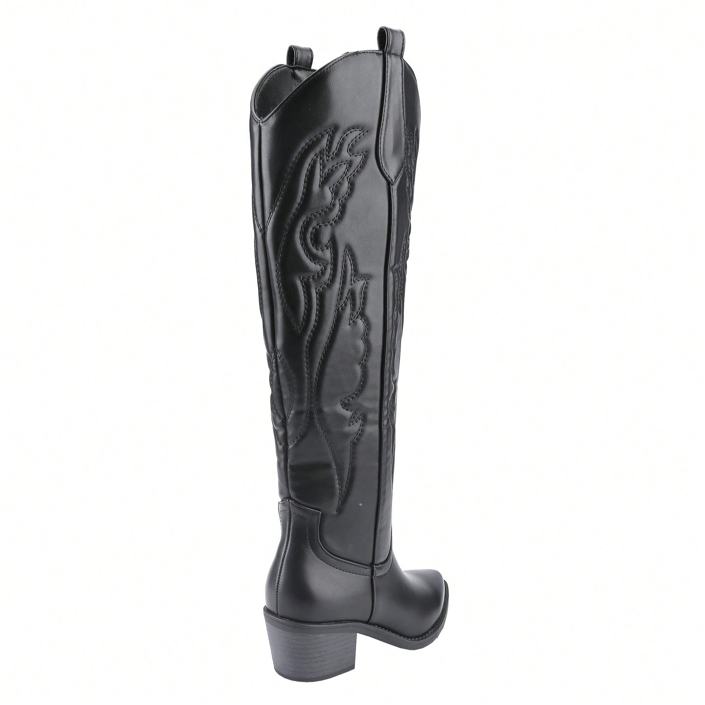Womens Cowboy Boots, Comfortable Pull On Zipper Chunky Heel Pointed Toe Embroidered Western Cowgirl Knee High Boots
