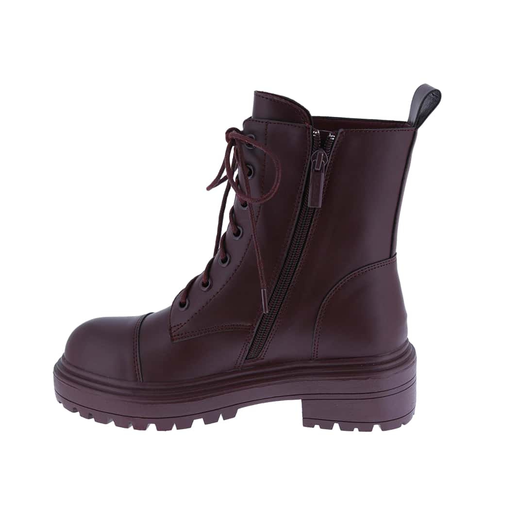 Women's Vegan Leather Lace Up Lug Sole Combat Boot