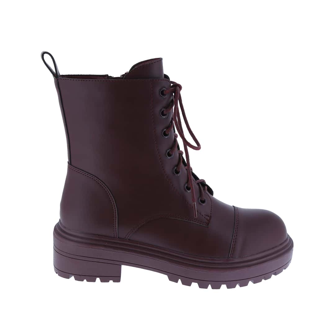 Women's Vegan Leather Lace Up Lug Sole Combat Boot