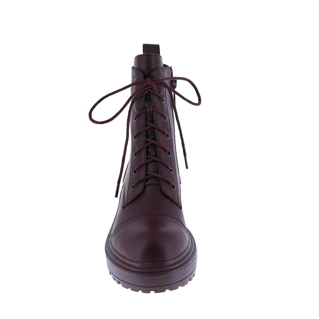Women's Vegan Leather Lace Up Lug Sole Combat Boot