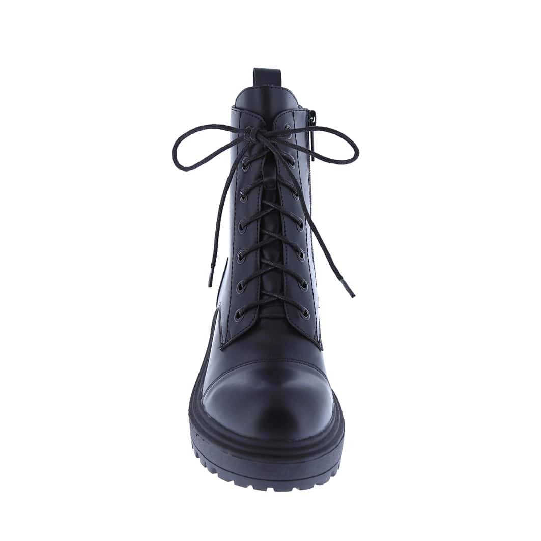Women's Vegan Leather Lace Up Lug Sole Combat Boot