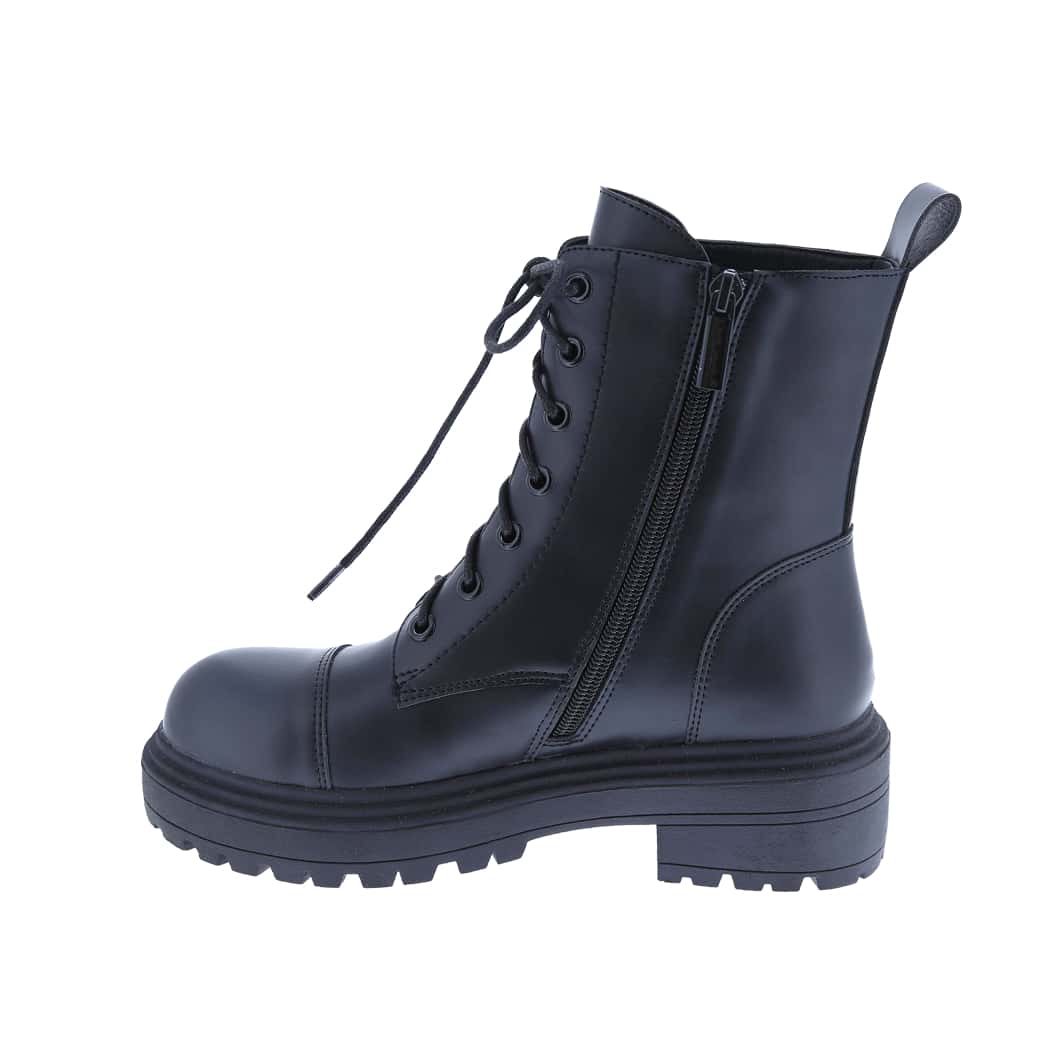 Women's Vegan Leather Lace Up Lug Sole Combat Boot