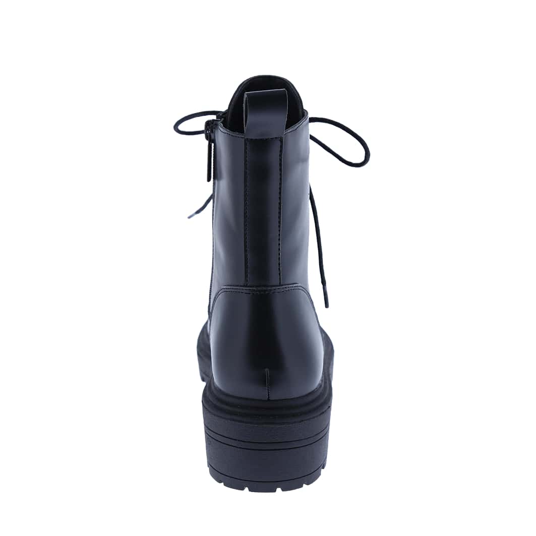 Women's Vegan Leather Lace Up Lug Sole Combat Boot
