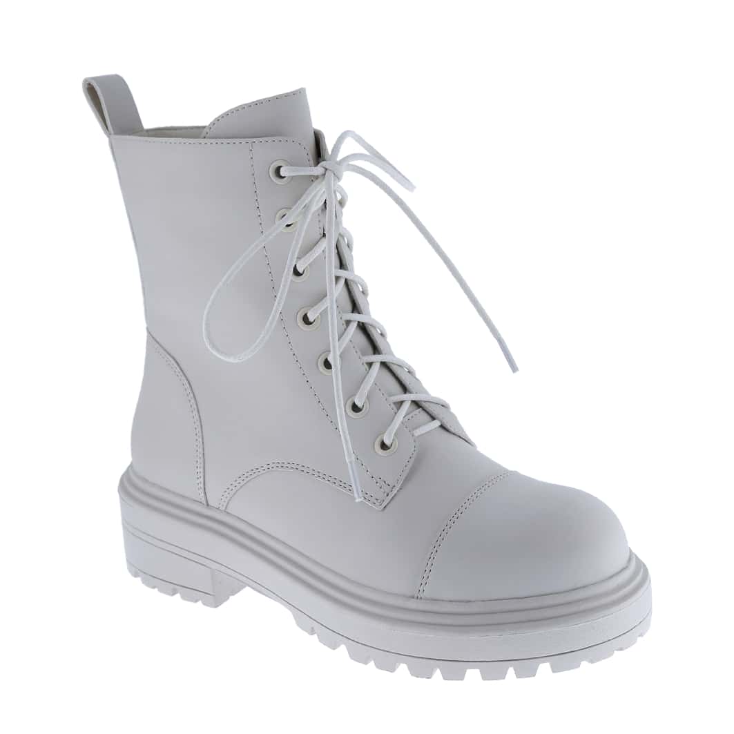 Women's Vegan Leather Lace Up Lug Sole Combat Boot