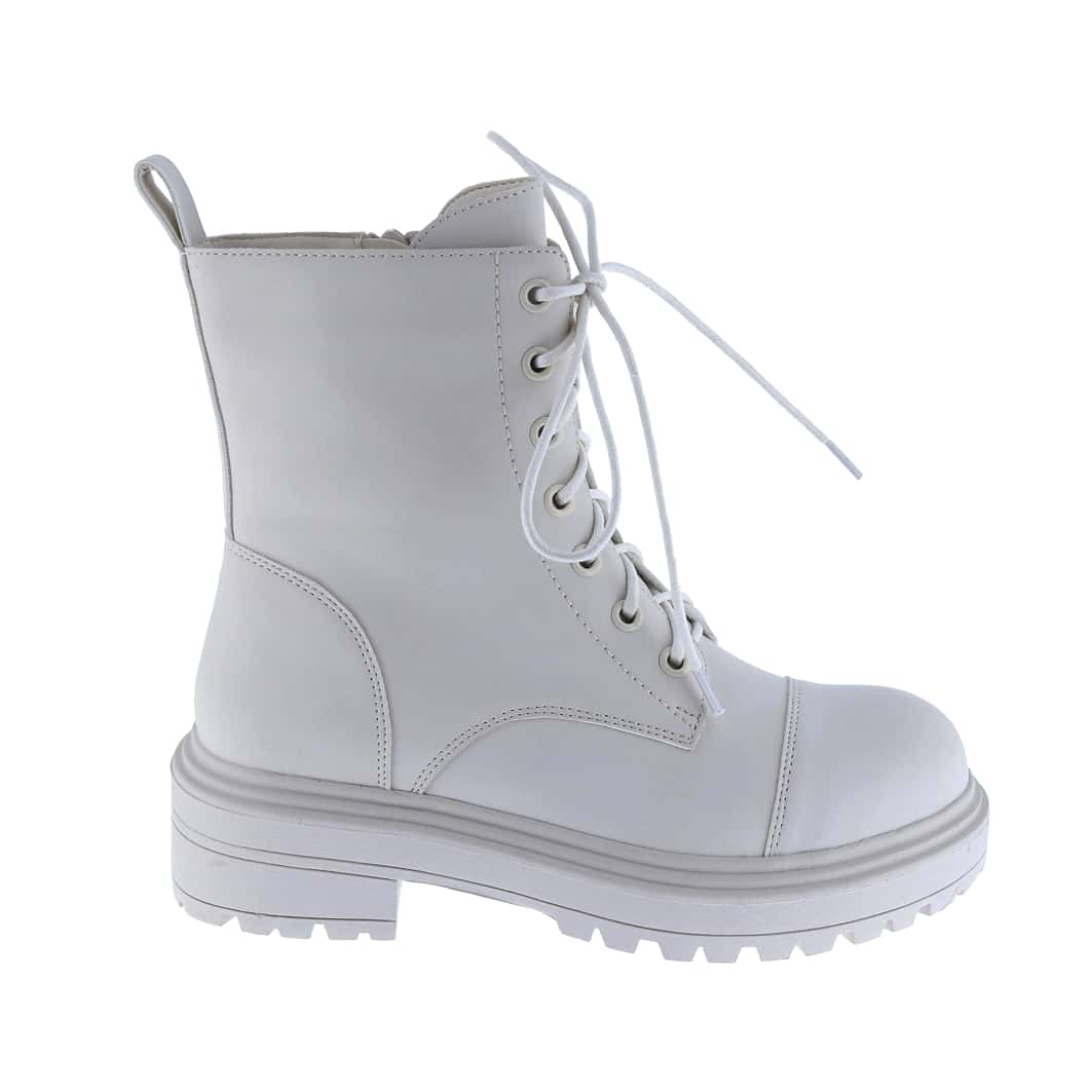 Women's Vegan Leather Lace Up Lug Sole Combat Boot