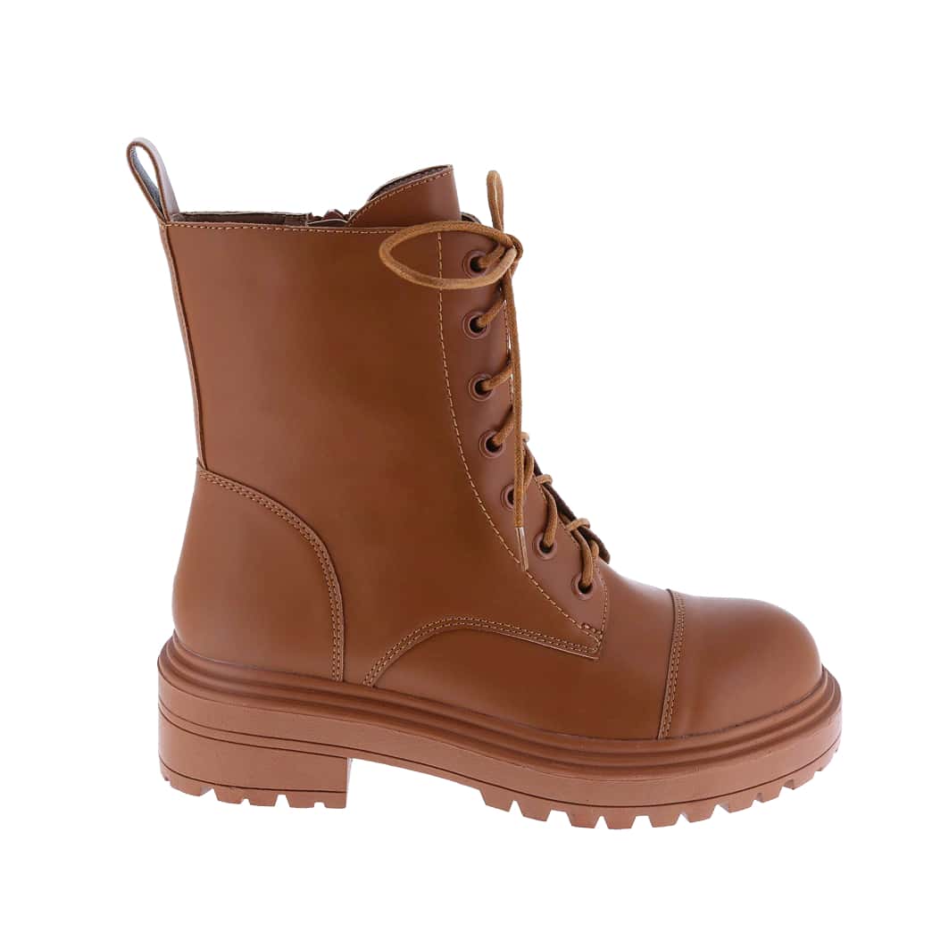 Women's Vegan Leather Lace Up Lug Sole Combat Boot