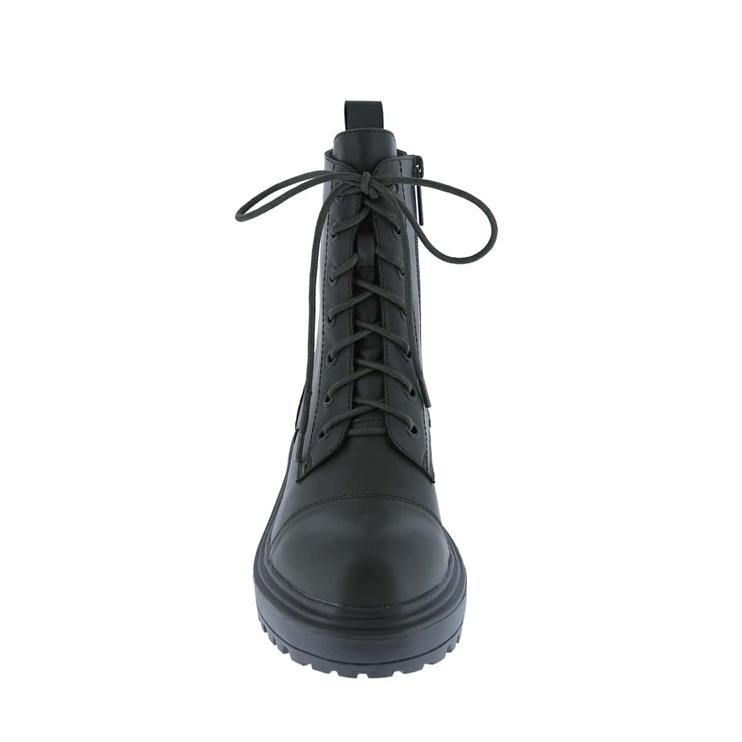 Women's Vegan Leather Lace Up Lug Sole Combat Boot