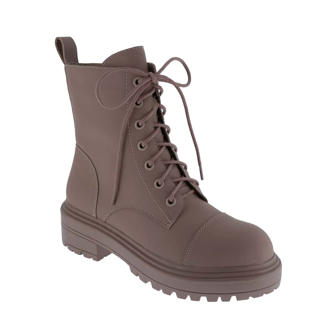 Women's Vegan Leather Lace Up Lug Sole Combat Boot