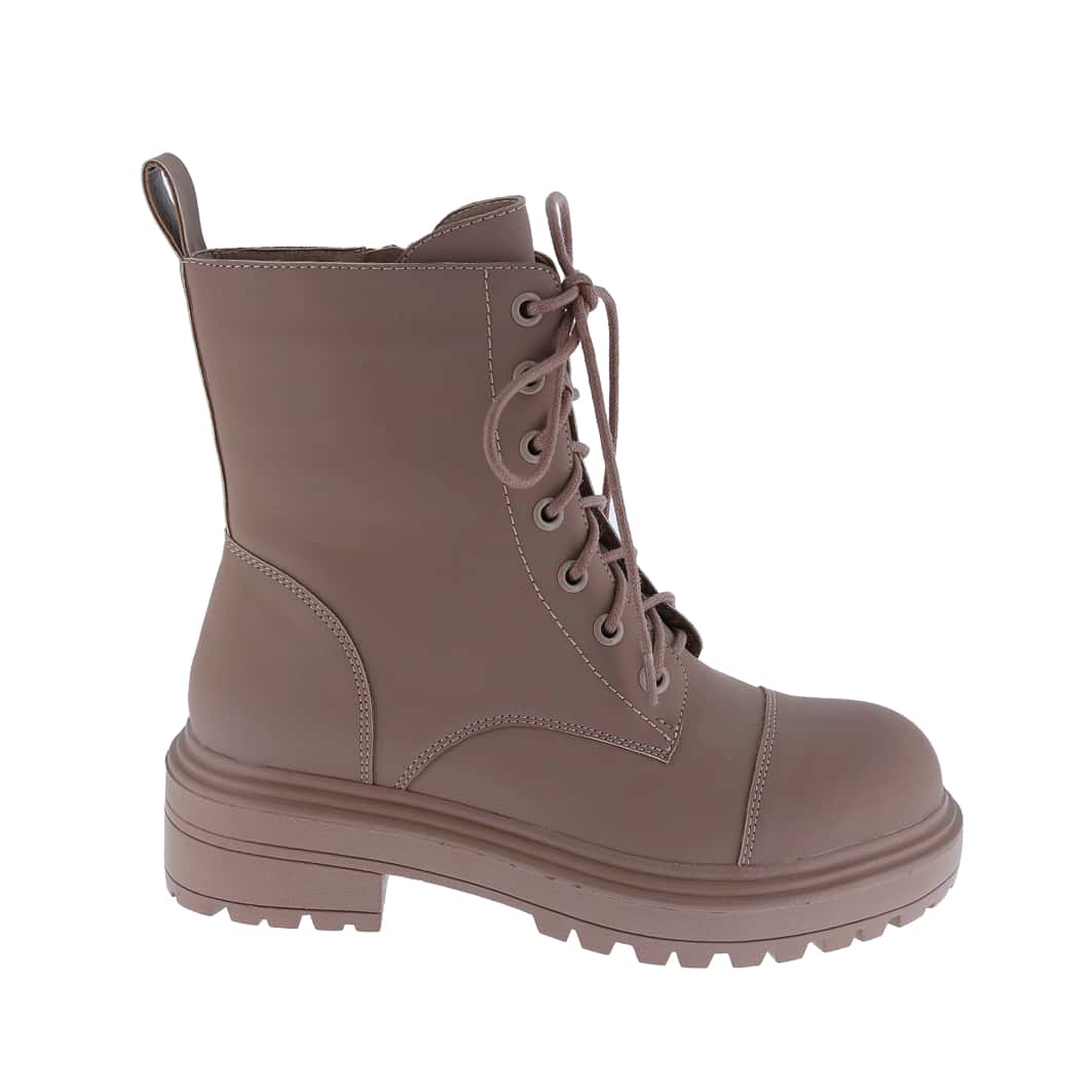 Women's Vegan Leather Lace Up Lug Sole Combat Boot