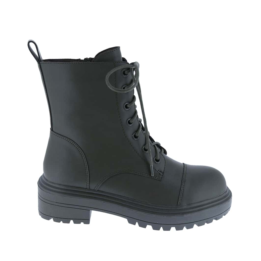 Women's Vegan Leather Lace Up Lug Sole Combat Boot