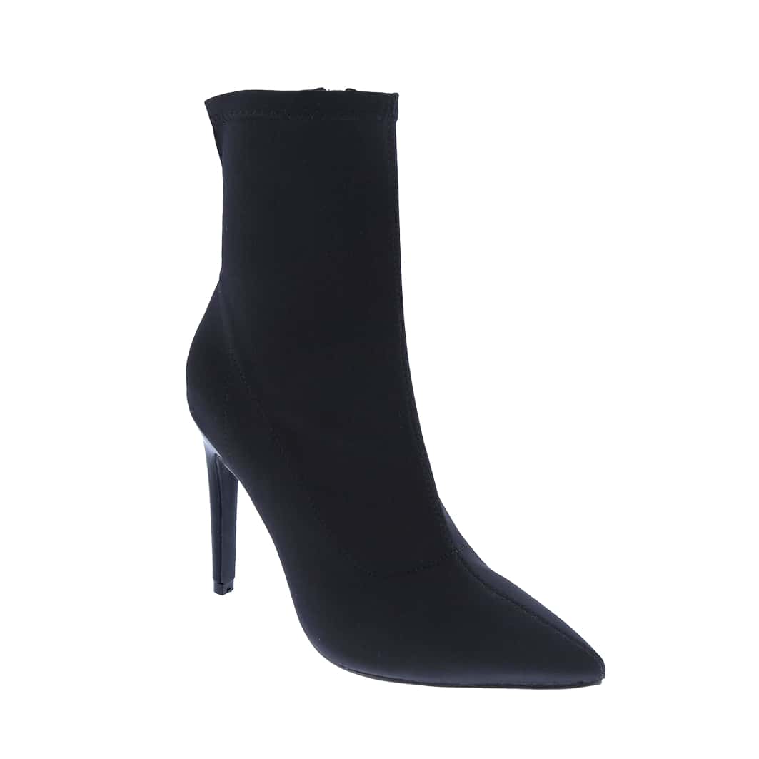 Women's Pointy Toe Slide Zipper Fashion Comfy Sexy High Heel Ankle Boots, Stretchable Fabric