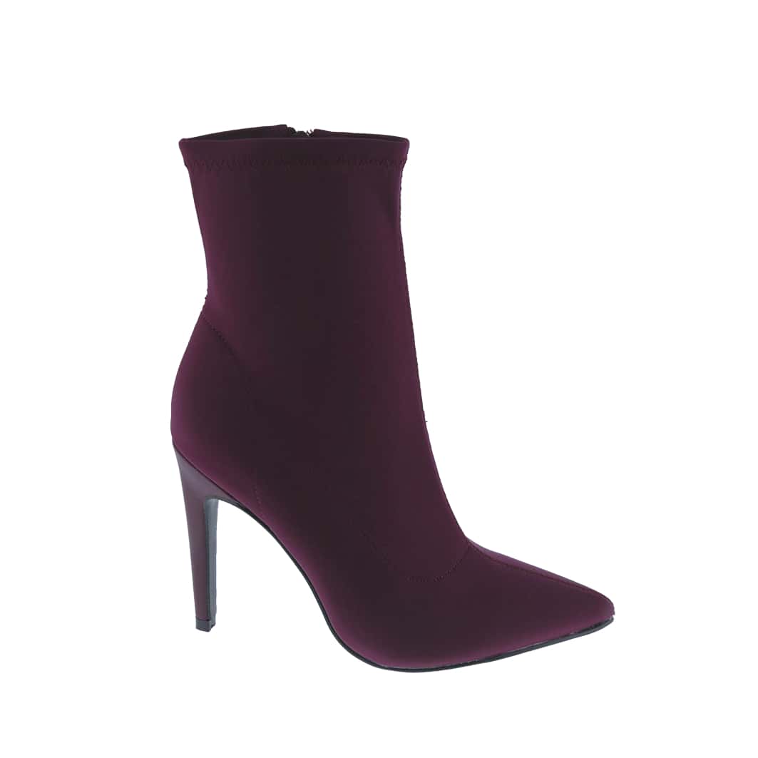 Women's Pointy Toe Slide Zipper Fashion Comfy Sexy High Heel Ankle Boots, Stretchable Fabric