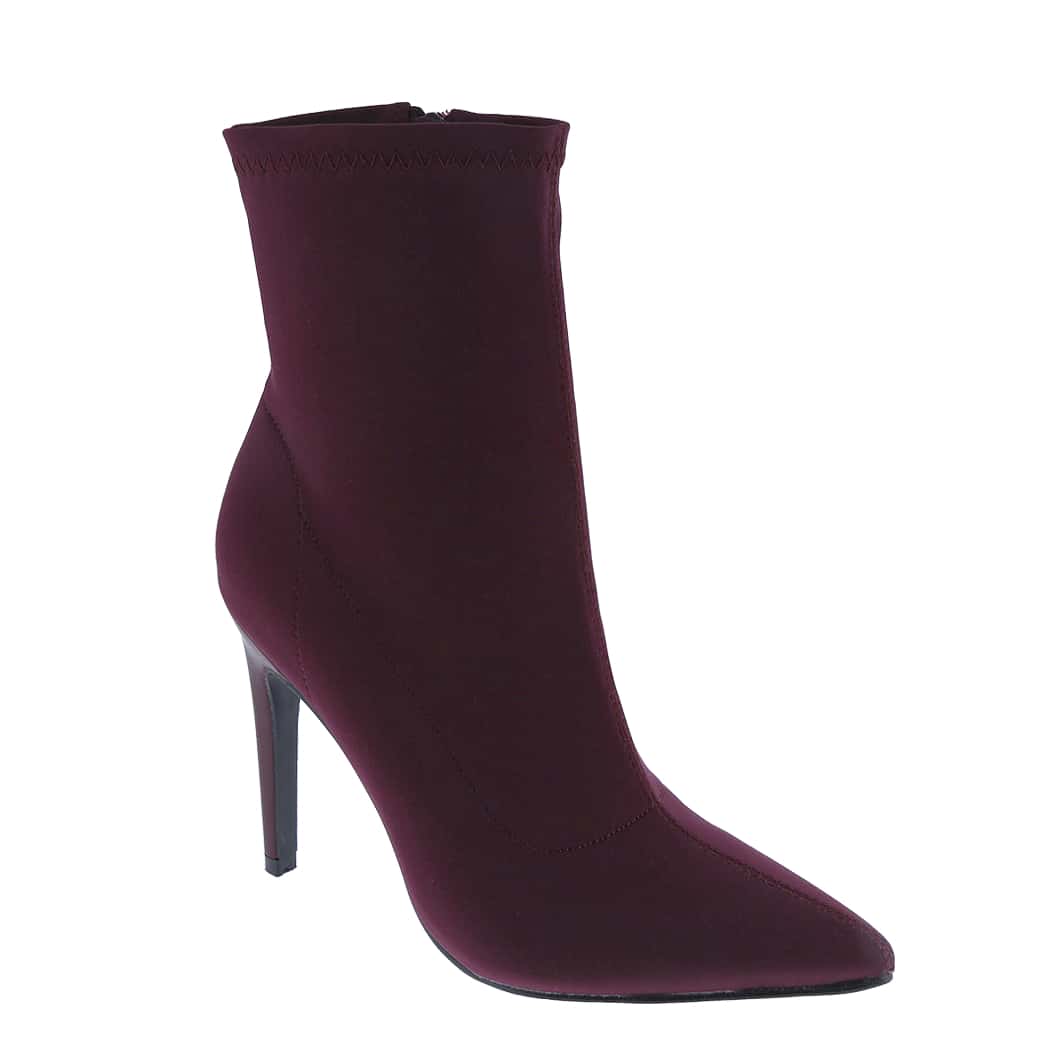 Women's Pointy Toe Slide Zipper Fashion Comfy Sexy High Heel Ankle Boots, Stretchable Fabric