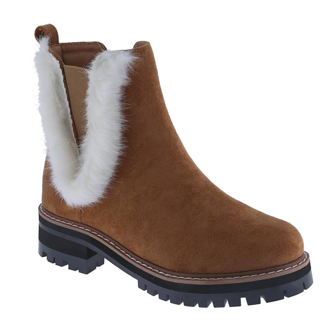Women's Elastic Platform Chelsea Slip On Chunky High Ankle, Fur Comfy Boots