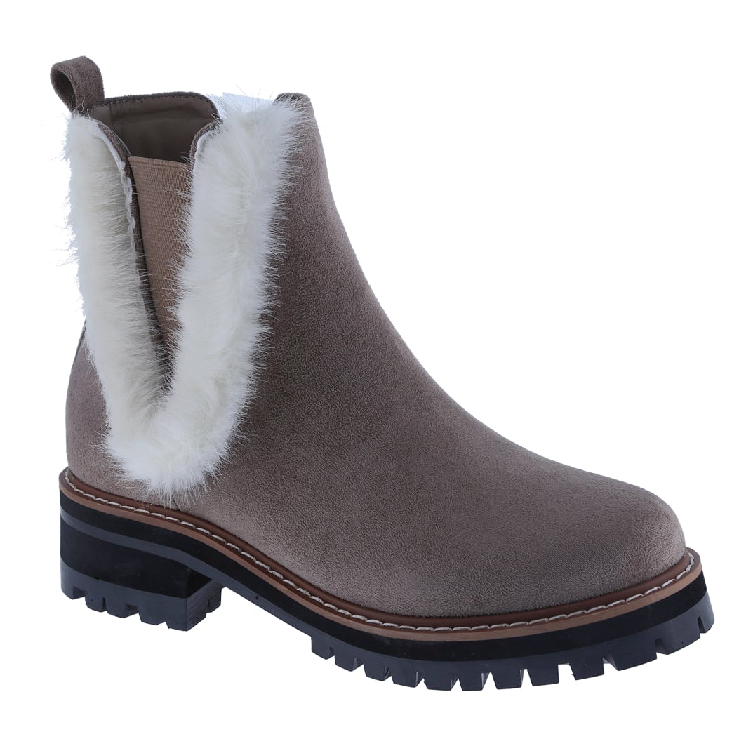 Women's Elastic Platform Chelsea Slip On Chunky High Ankle, Fur Comfy Boots