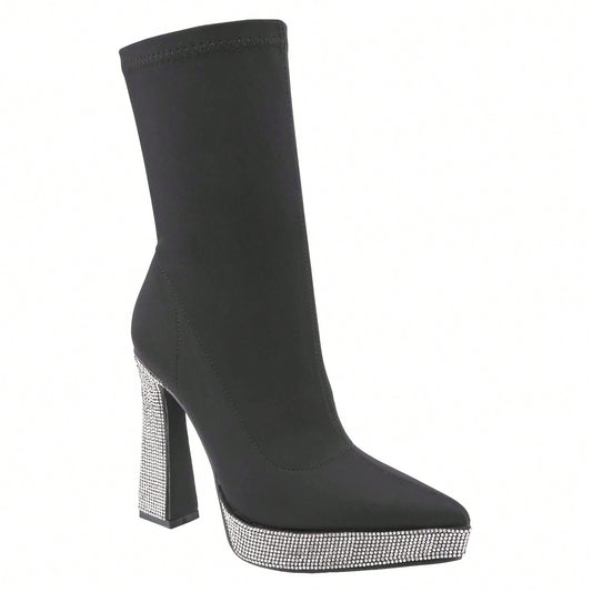 Women's Suede Platform Boots Mid-Calf Elegant Style Lines And A Sock-Like Fit