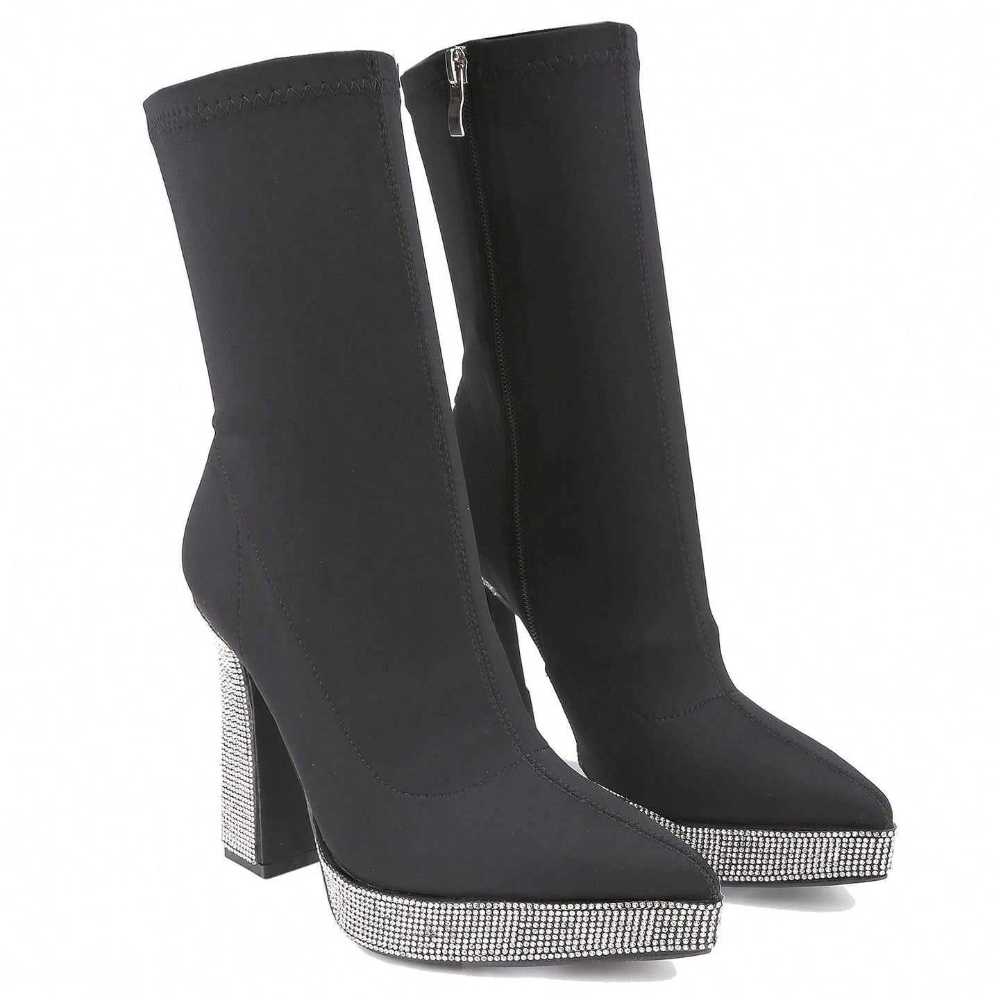 Women's Suede Platform Boots Mid-Calf Elegant Style Lines And A Sock-Like Fit