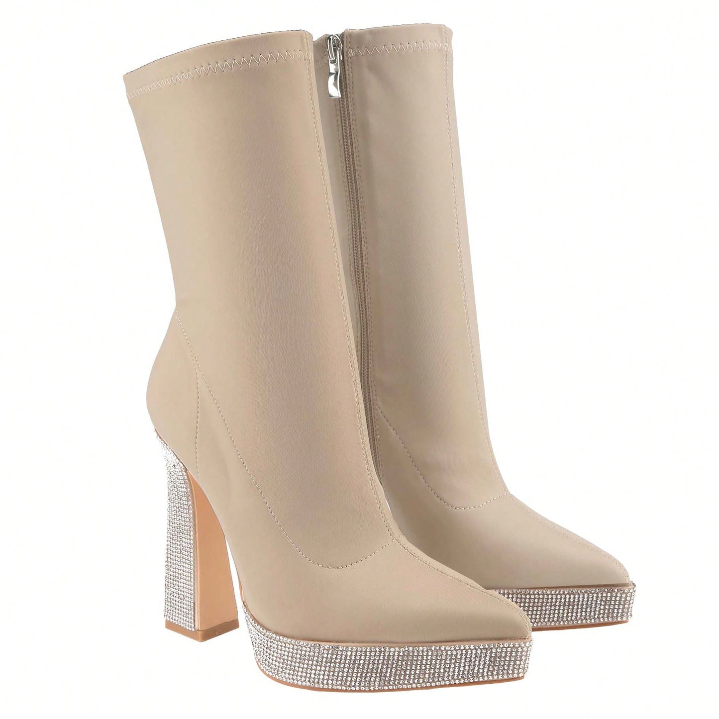 Women's Suede Platform Boots Mid-Calf Elegant Style Lines And A Sock-Like Fit