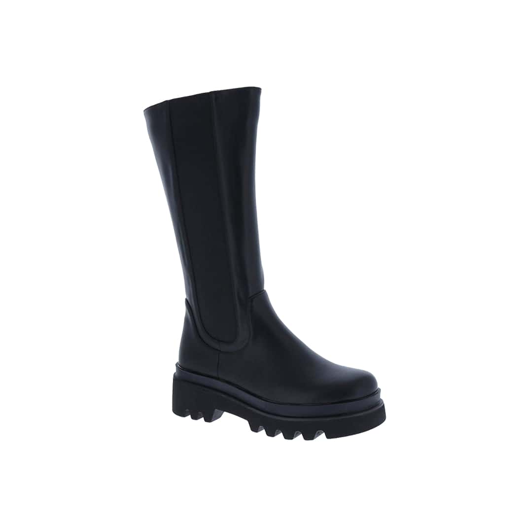 Women's Elastic Platform Side Zipper Chunky Mid-Calf Fashion Boots