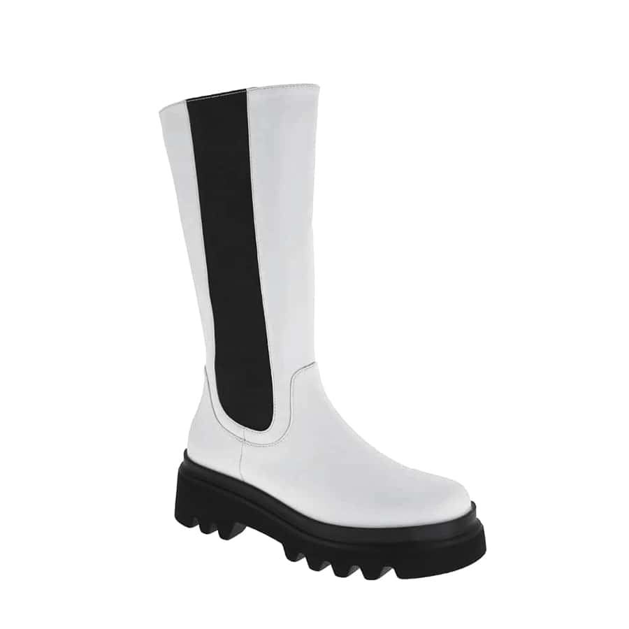 Women's Elastic Platform Side Zipper Chunky Mid-Calf Fashion Boots