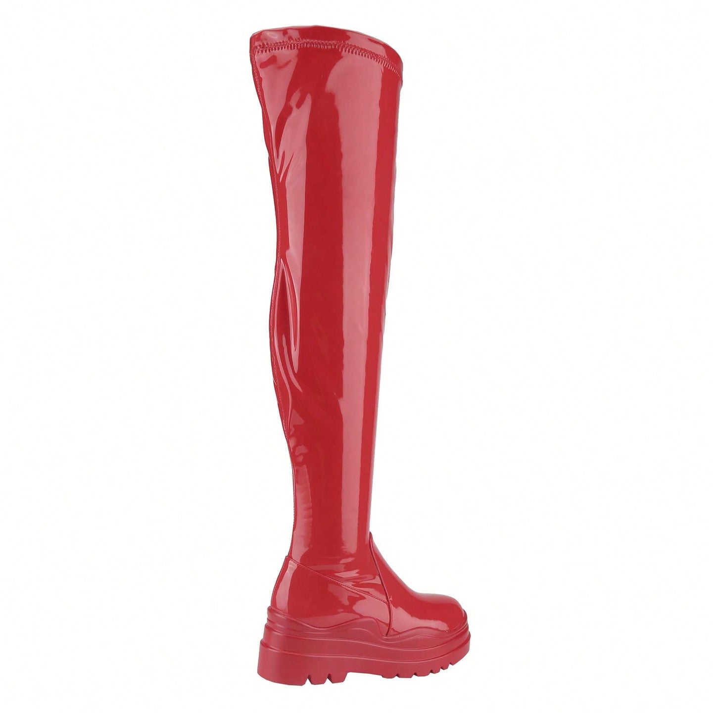 Women's Thigh High Boots Patent Leather PU Heeled Over The Knee High Boots Sexy Round Toe Platform Boots