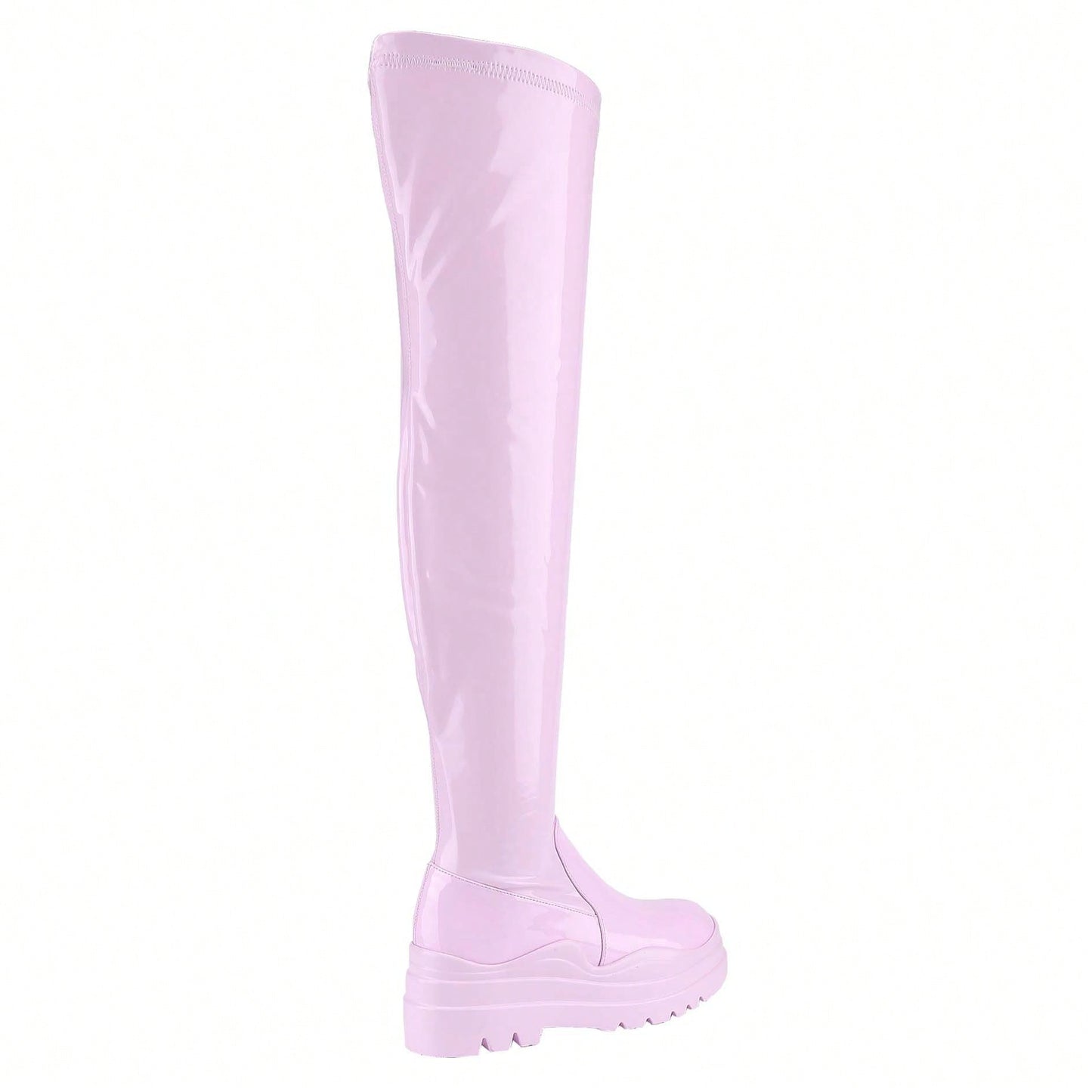Women's Thigh High Boots Patent Leather PU Heeled Over The Knee High Boots Sexy Round Toe Platform Boots