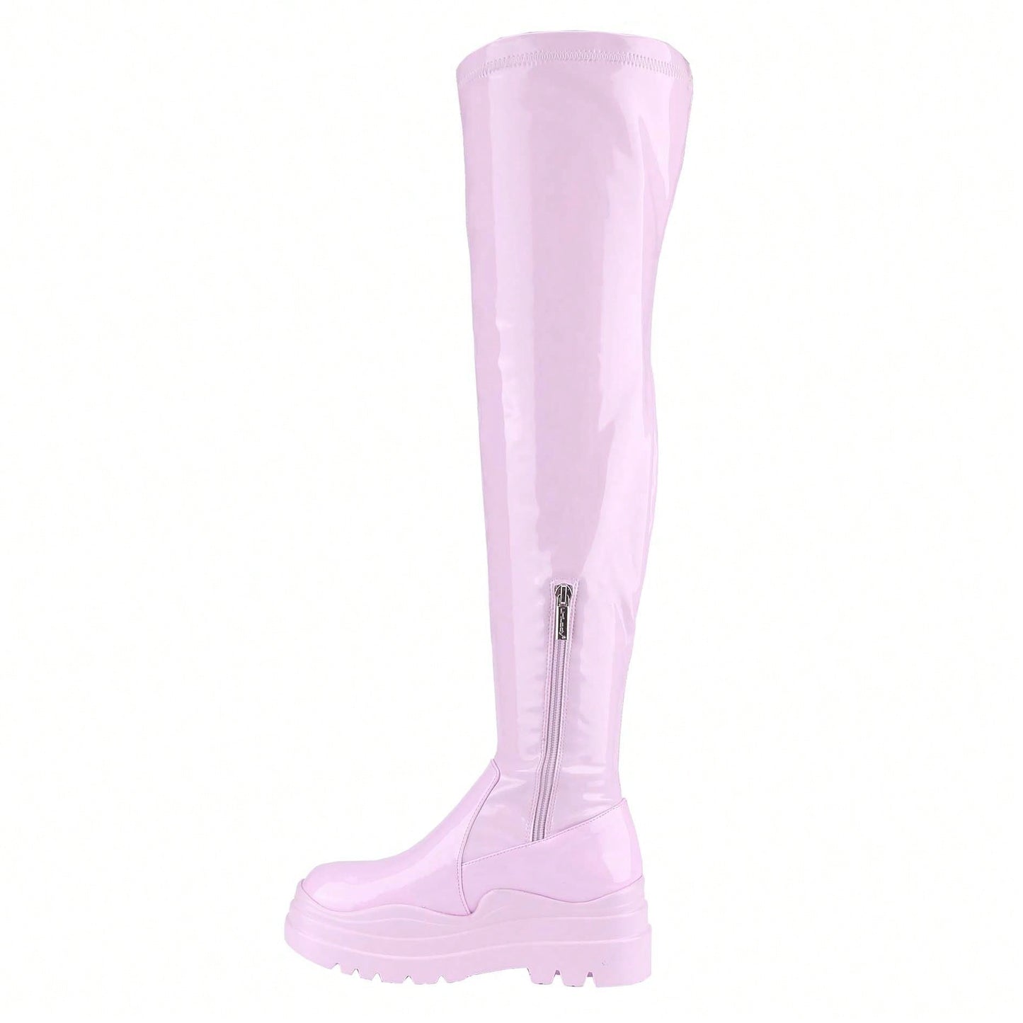 Women's Thigh High Boots Patent Leather PU Heeled Over The Knee High Boots Sexy Round Toe Platform Boots