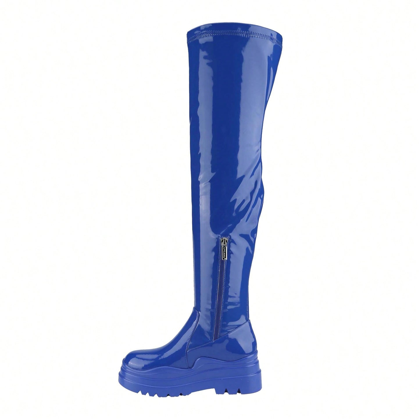 Women's Thigh High Boots Patent Leather PU Heeled Over The Knee High Boots Sexy Round Toe Platform Boots