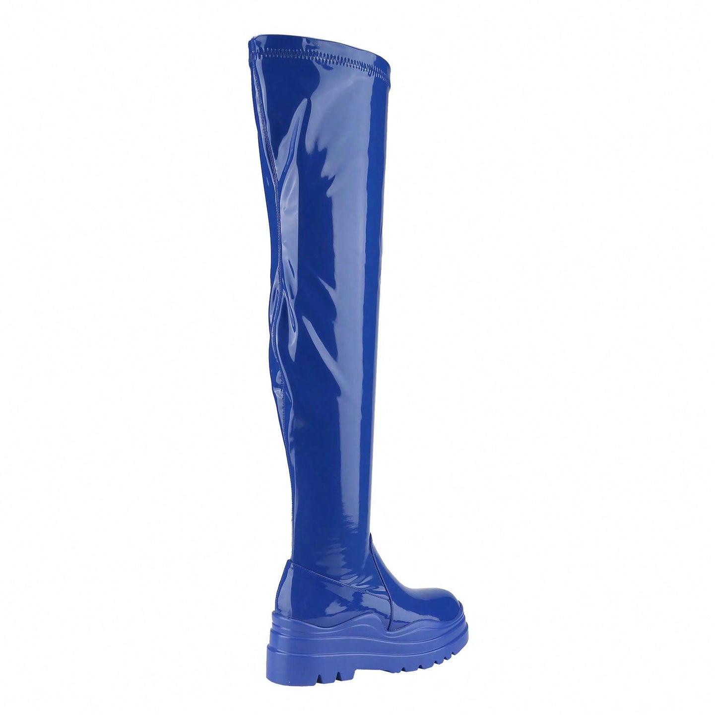 Women's Thigh High Boots Patent Leather PU Heeled Over The Knee High Boots Sexy Round Toe Platform Boots