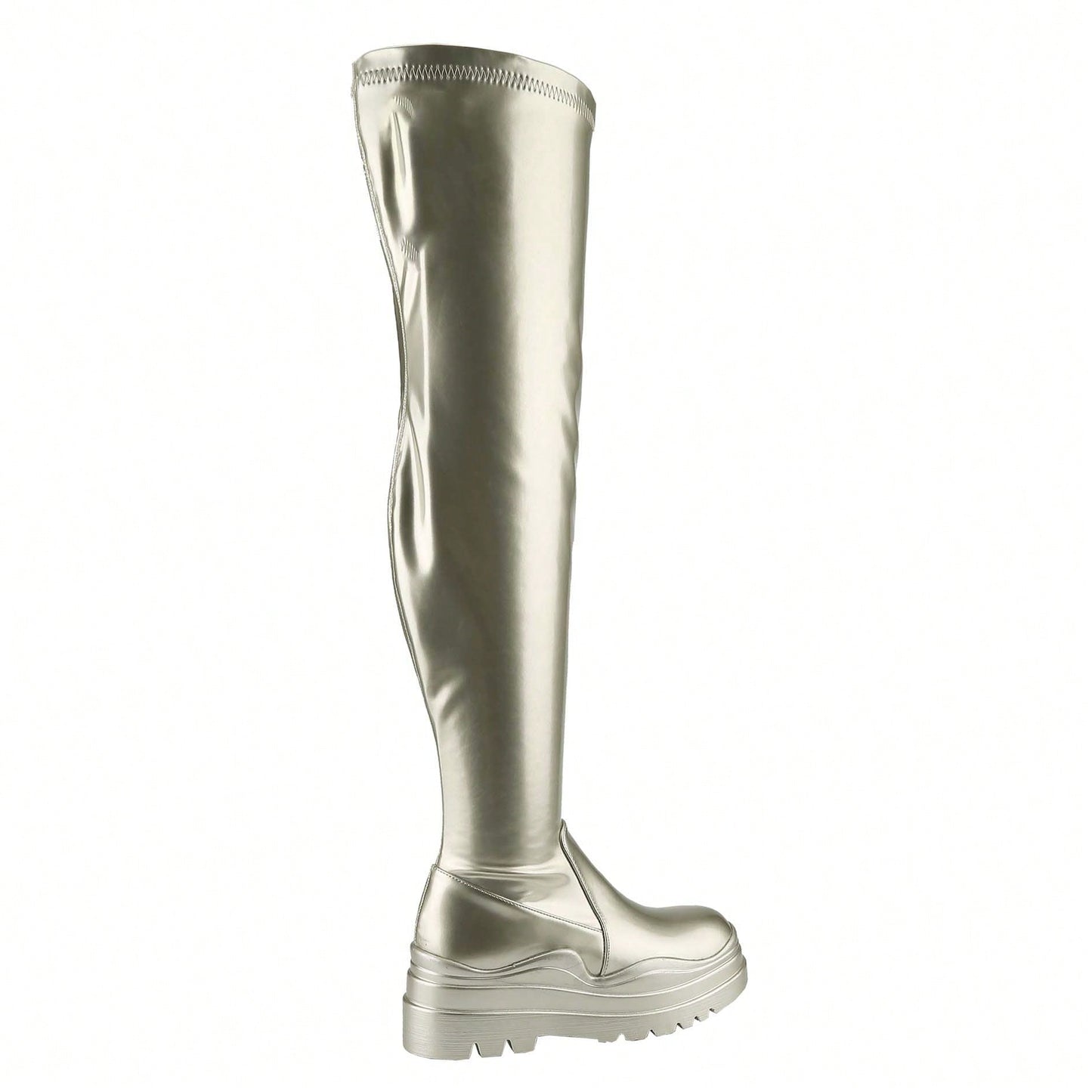 Women's Thigh High Boots Patent Leather PU Heeled Over The Knee High Boots Sexy Round Toe Platform Boots