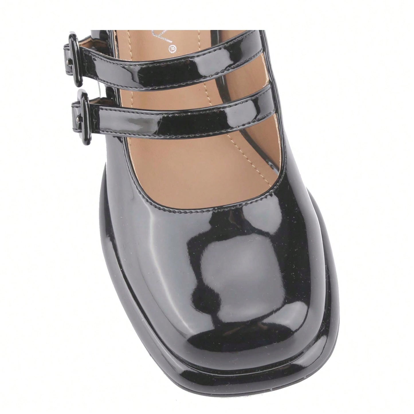Women's Chunky Heels Platform Mary Janes Square Toe Pumps 2 Strap Patent Leather Block High Heel Dress Shoes
