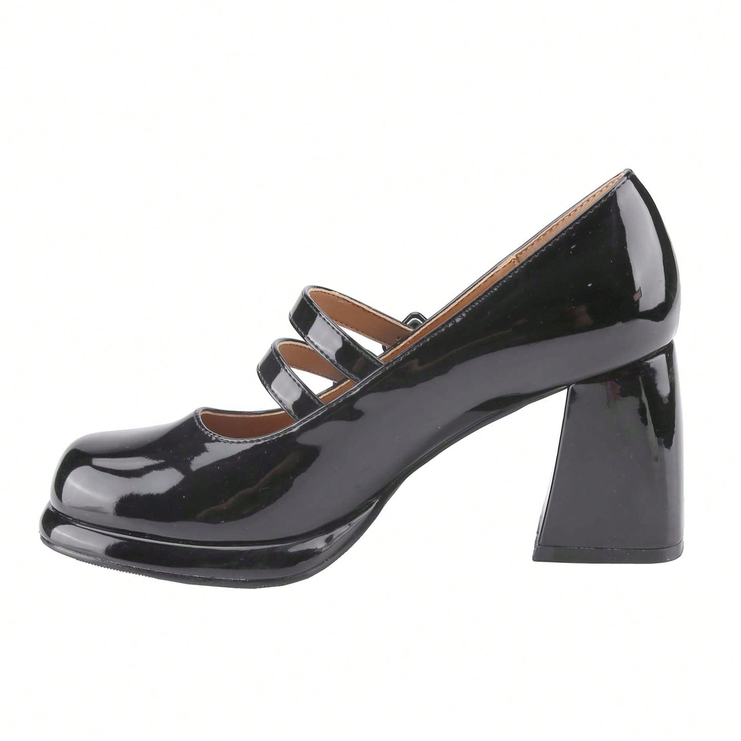 Women's Chunky Heels Platform Mary Janes Square Toe Pumps 2 Strap Patent Leather Block High Heel Dress Shoes