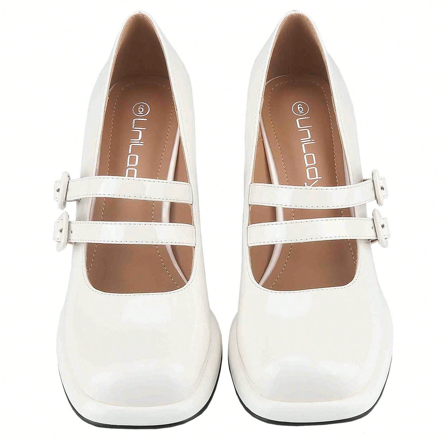 Women's Chunky Heels Platform Mary Janes Square Toe Pumps 2 Strap Patent Leather Block High Heel Dress Shoes