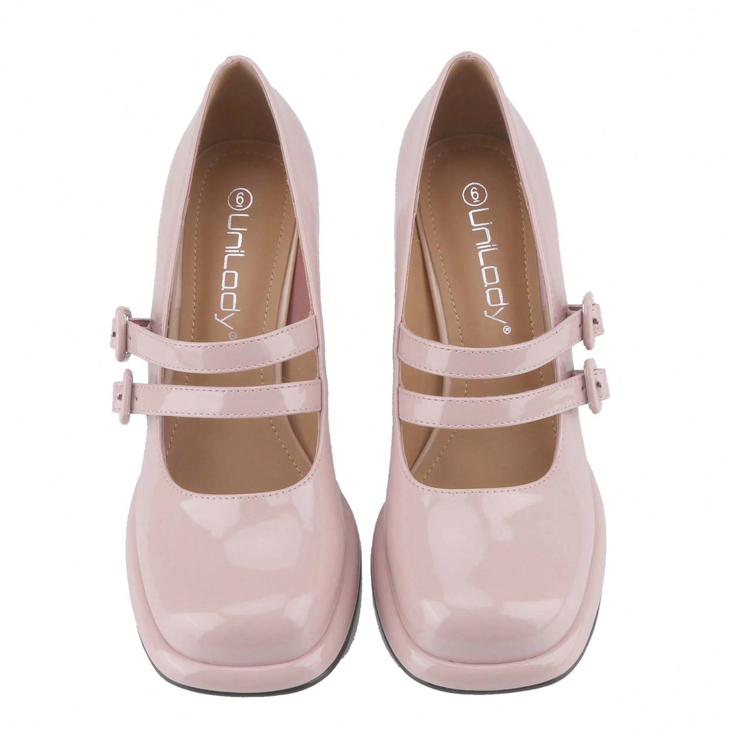 Women's Chunky Heels Platform Mary Janes Square Toe Pumps 2 Strap Patent Leather Block High Heel Dress Shoes