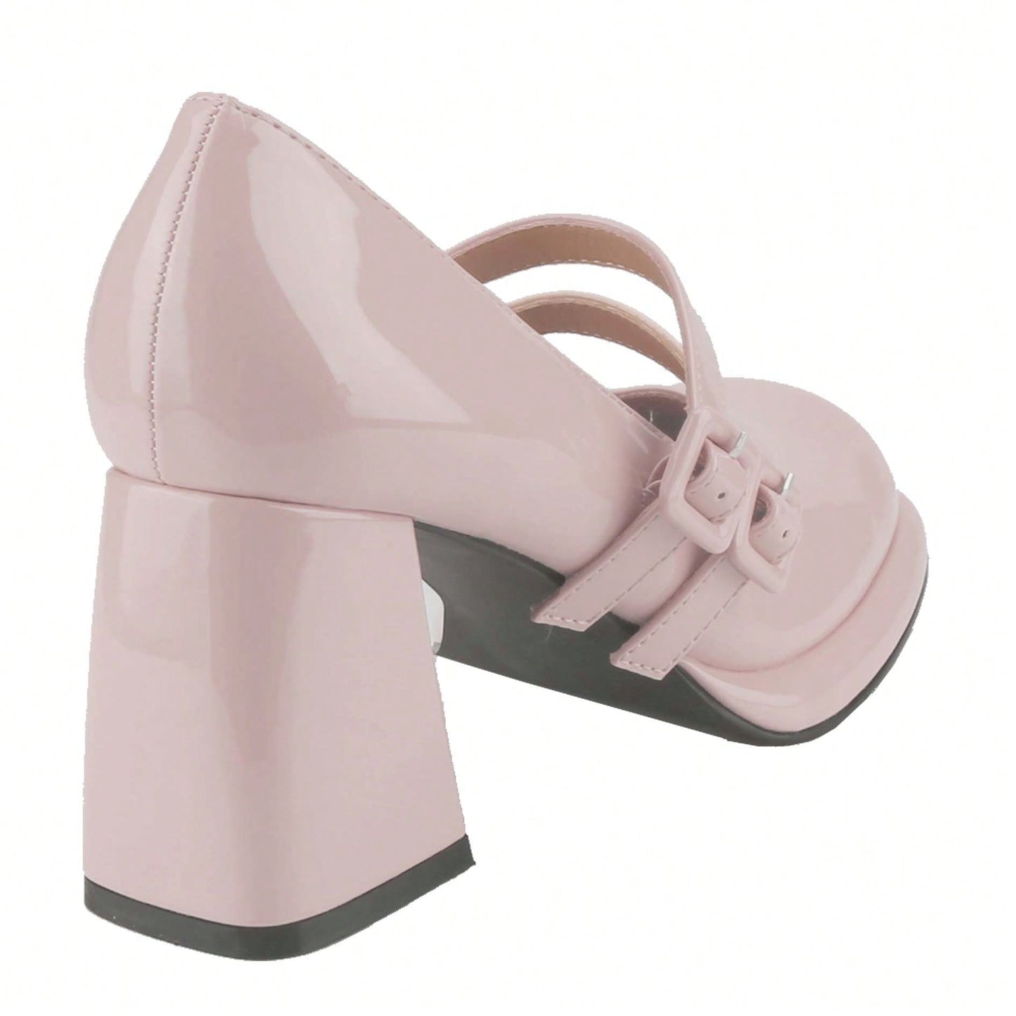 Women's Chunky Heels Platform Mary Janes Square Toe Pumps 2 Strap Patent Leather Block High Heel Dress Shoes