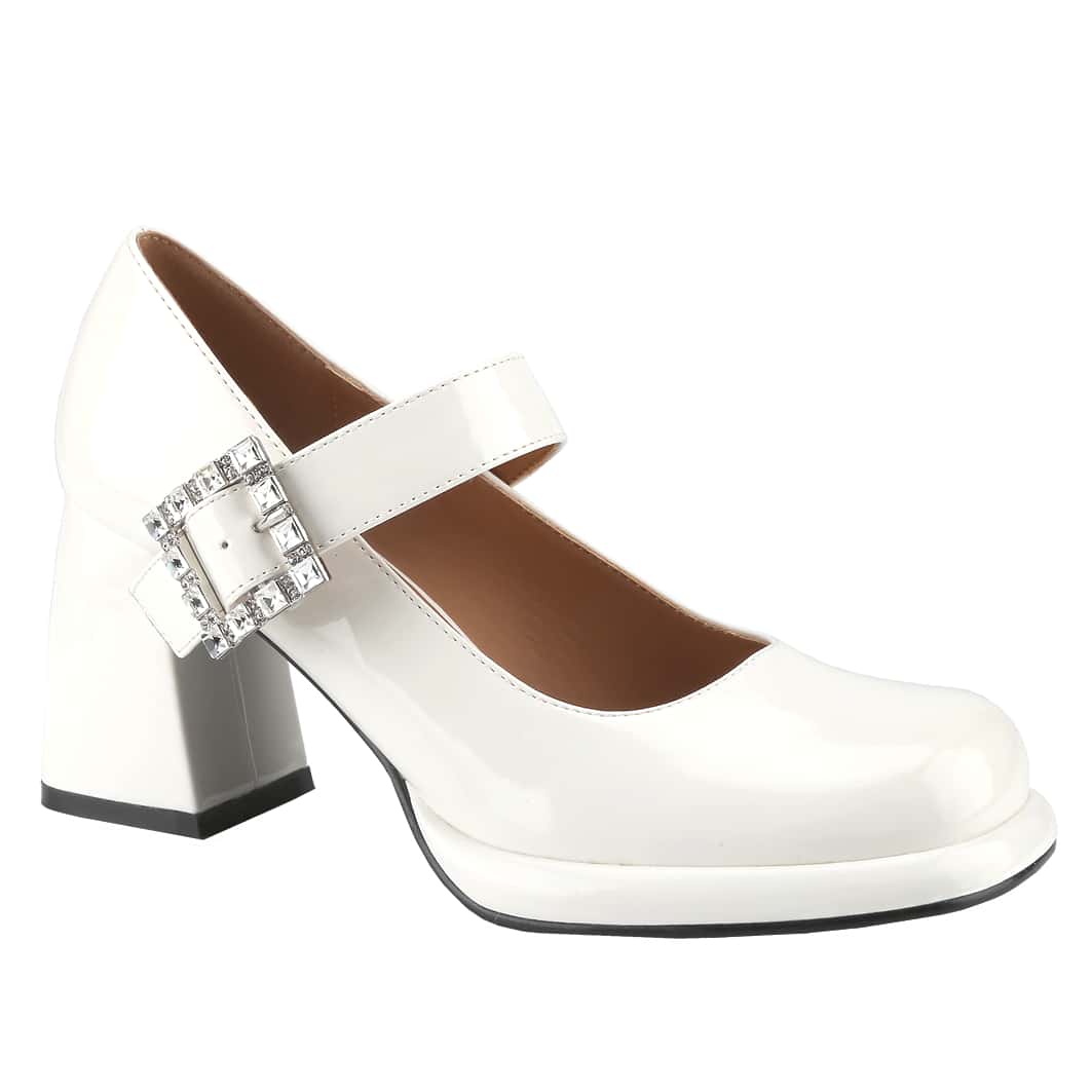 Women's Platform Closed Square Toe Mary Jane Pumps Ankle Strap Block Chunky Heel Office Party Dress Shoes