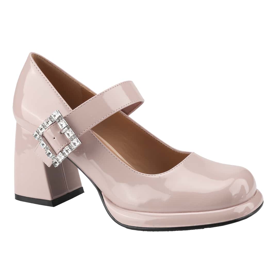 Women's Platform Closed Square Toe Mary Jane Pumps Ankle Strap Block Chunky Heel Office Party Dress Shoes