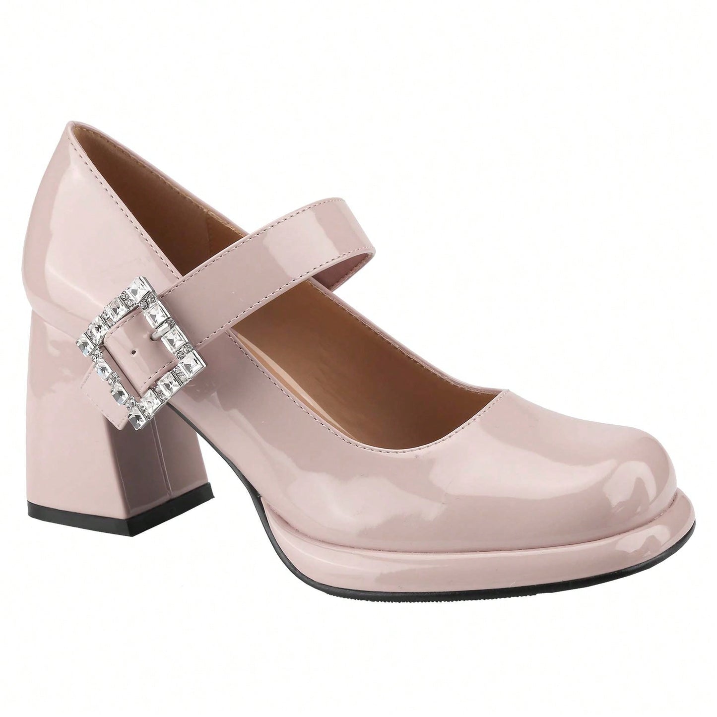 Women's Platform Closed Square Toe Mary Jane Pumps Ankle Strap Block Chunky Heel Office Party Dress Shoes