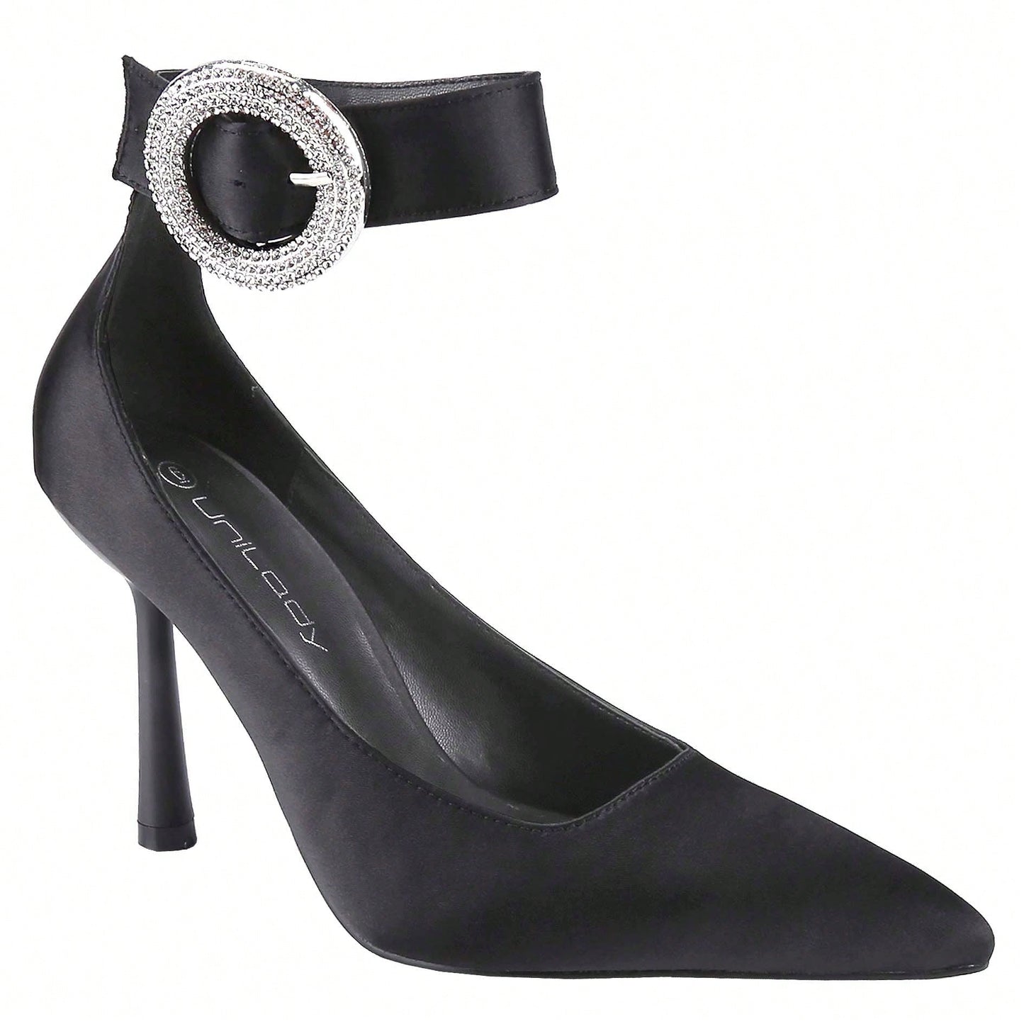 Women's Pointed Toe Ankle Strap With Rhinestone Buckle High Heel Stiletto Pumps Shoes