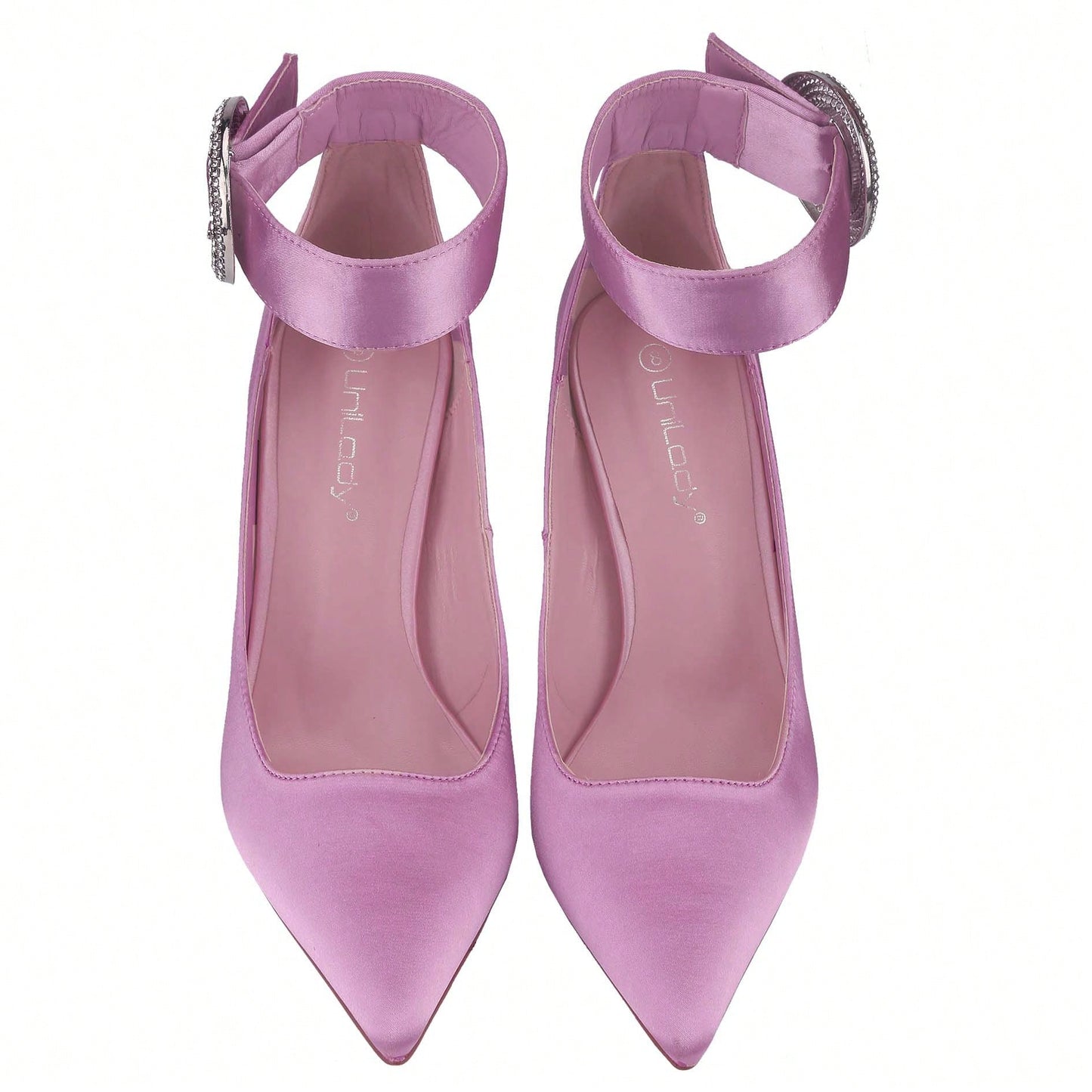 Women's Pointed Toe Ankle Strap With Rhinestone Buckle High Heel Stiletto Pumps Shoes