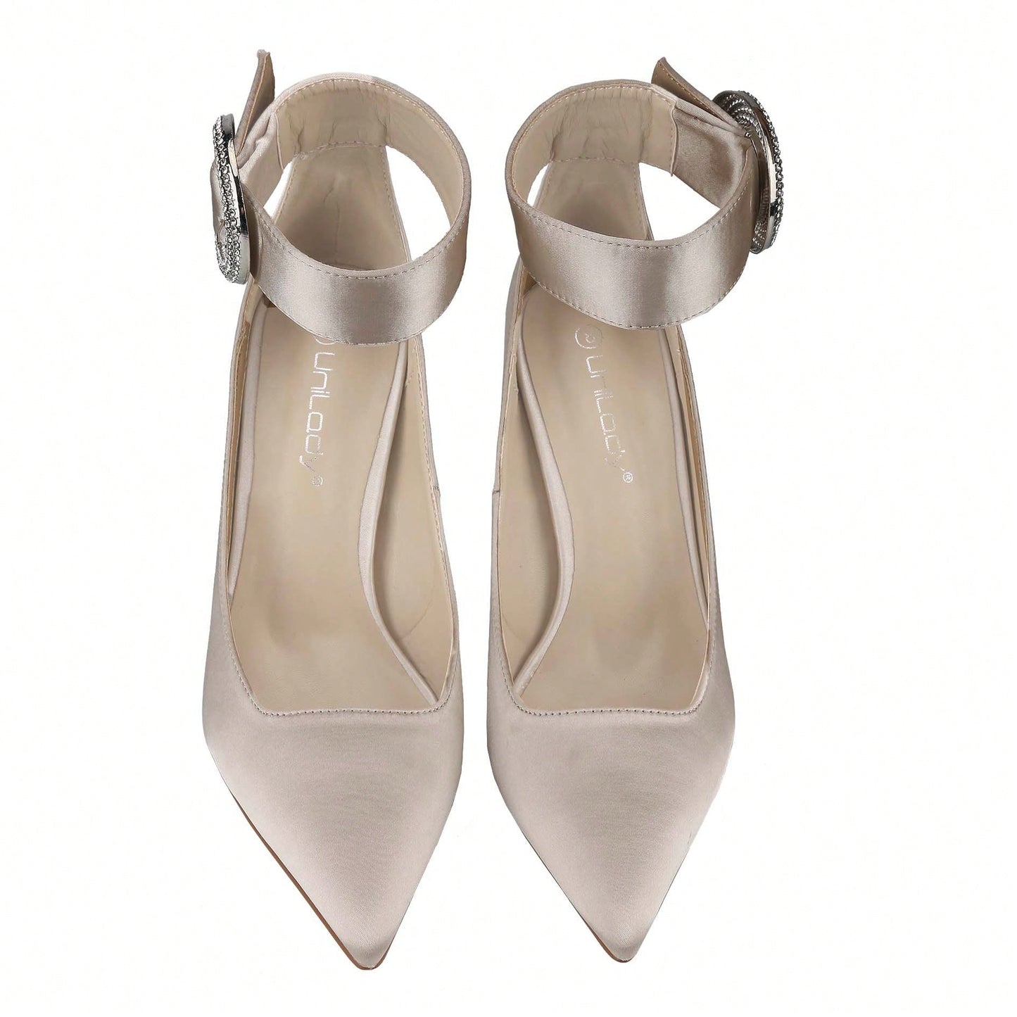Women's Pointed Toe Ankle Strap With Rhinestone Buckle High Heel Stiletto Pumps Shoes