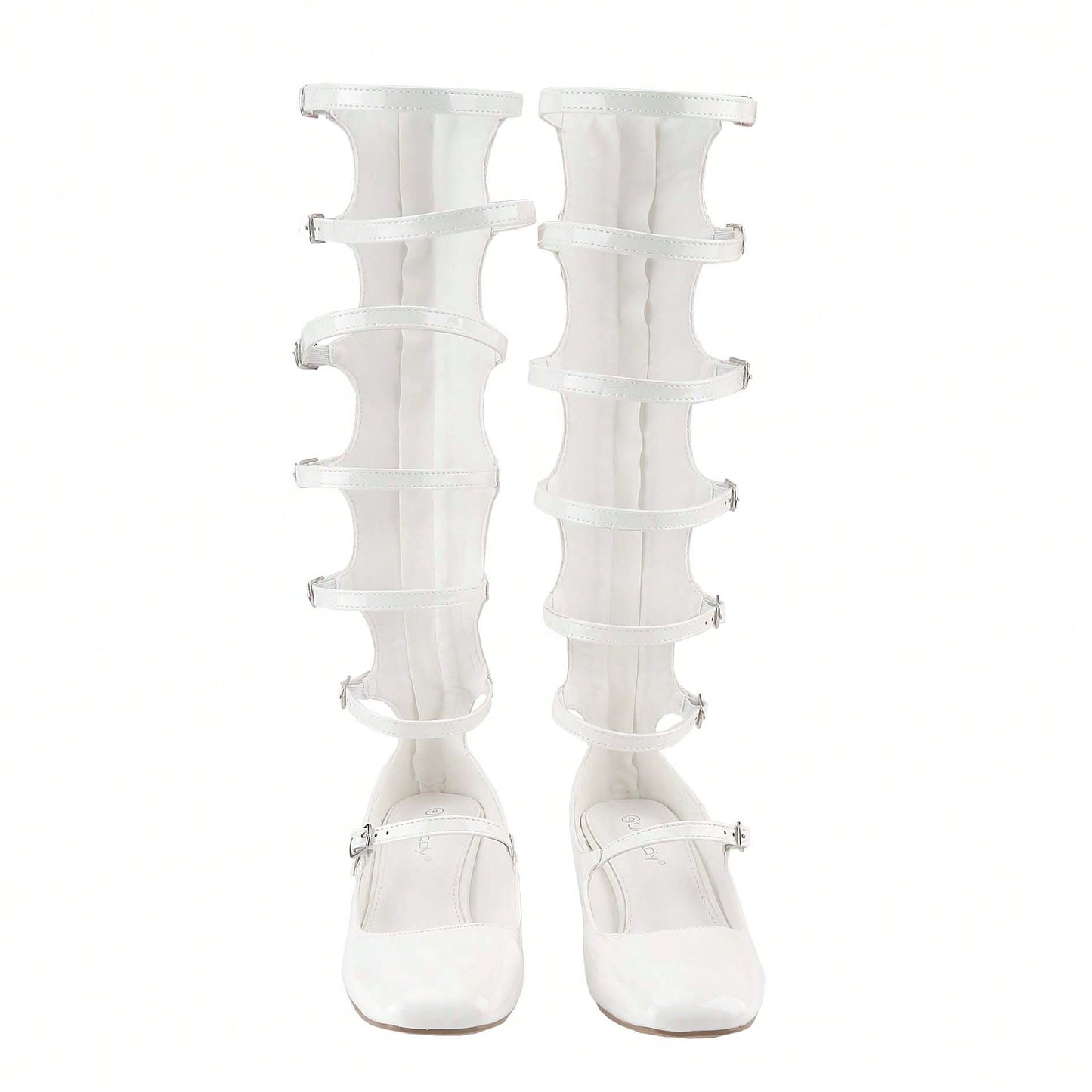 Women's Fashion Mary Janes,Closed Square Toe, Mid-Calf Strappy Gladiator, Low Block Heel