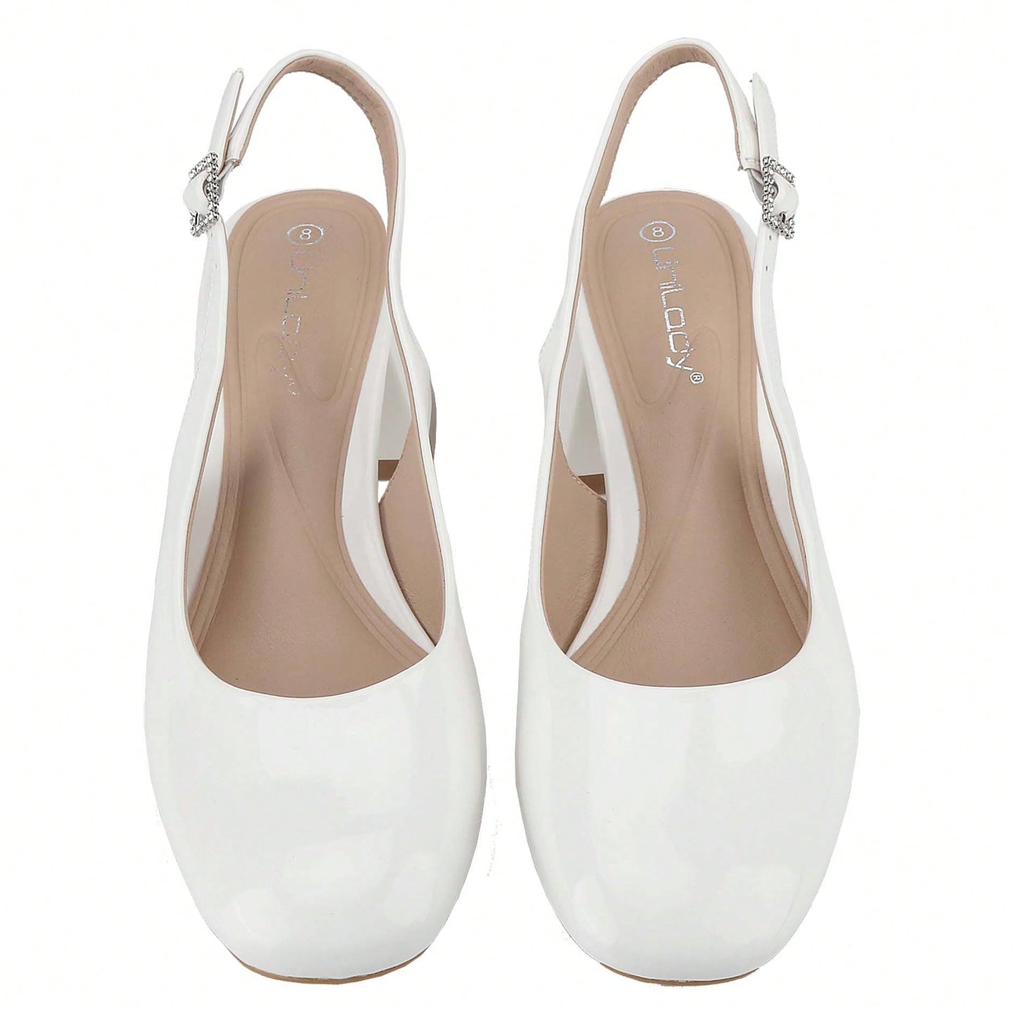 Women's Slingback Patent Square Toe Ankle Strap Chunky Low Heel Pumps Shoes 2 Inch