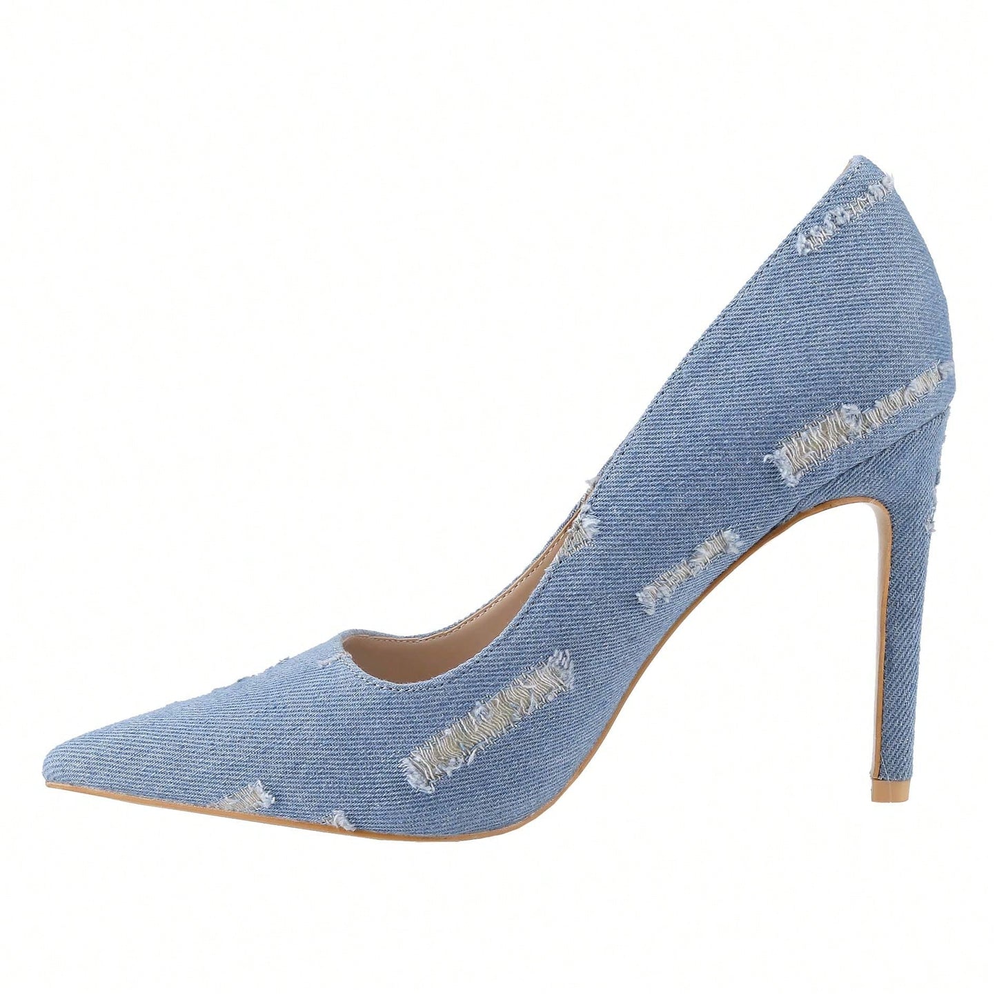 Women's Denim Stiletto Pumps Heels Pointed Toe Stiletto Dress Pump